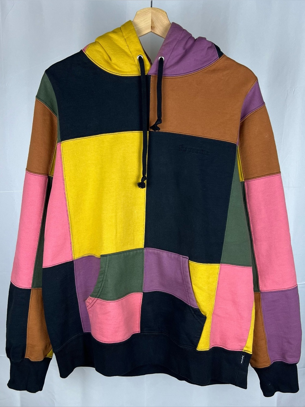 Supreme Patchwork Hoodie Mens Medium Colorblock Skate Pullover